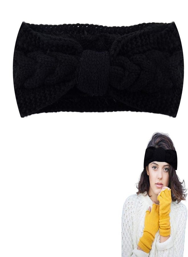 Yreamont Warm Winter Headband for Women - Soft Knit Ear Warmers, Fuzzy Cold Weather Headband - Black - Image 1